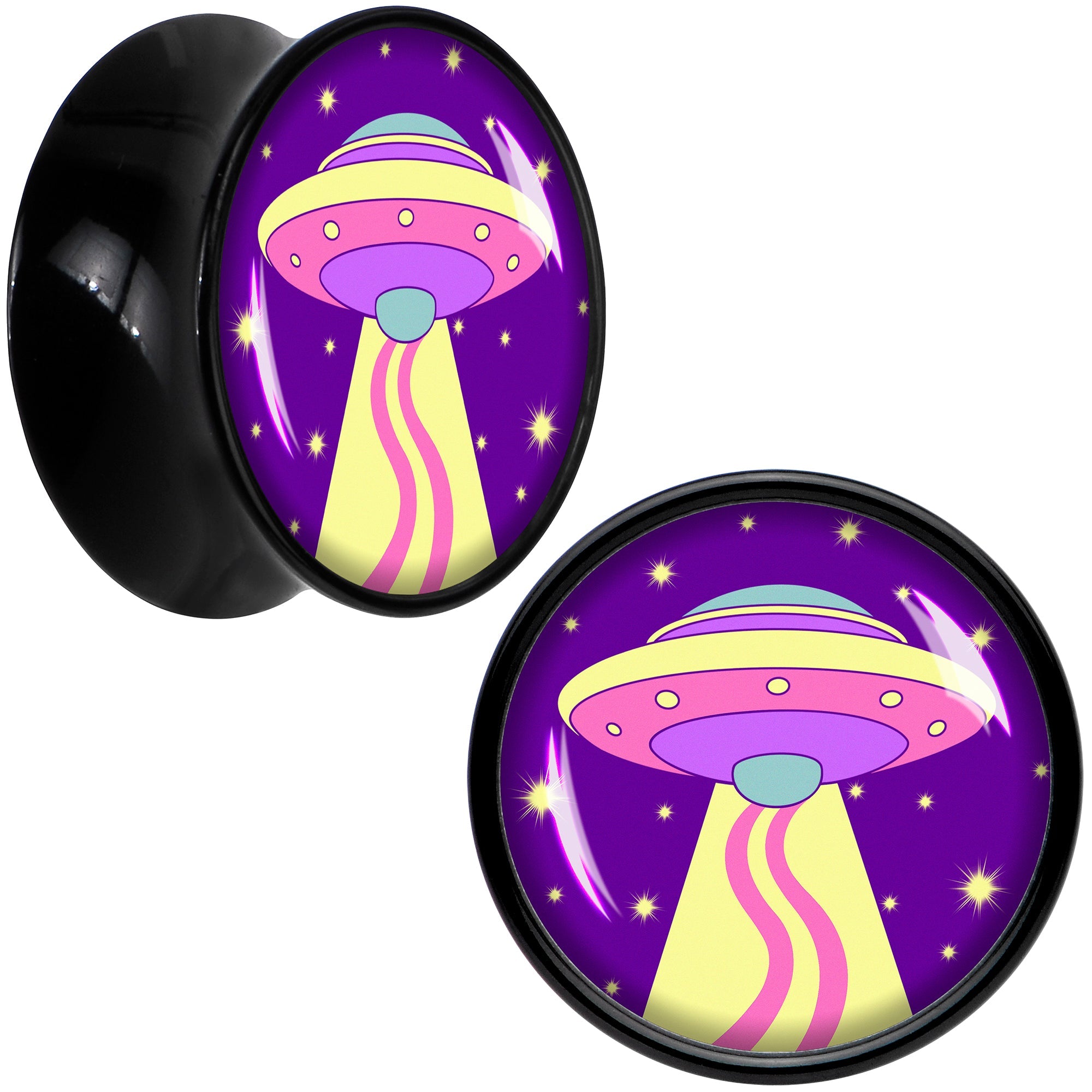 Style Space Invasion UFO Black Acrylic Saddle Plug Set by Onyx O