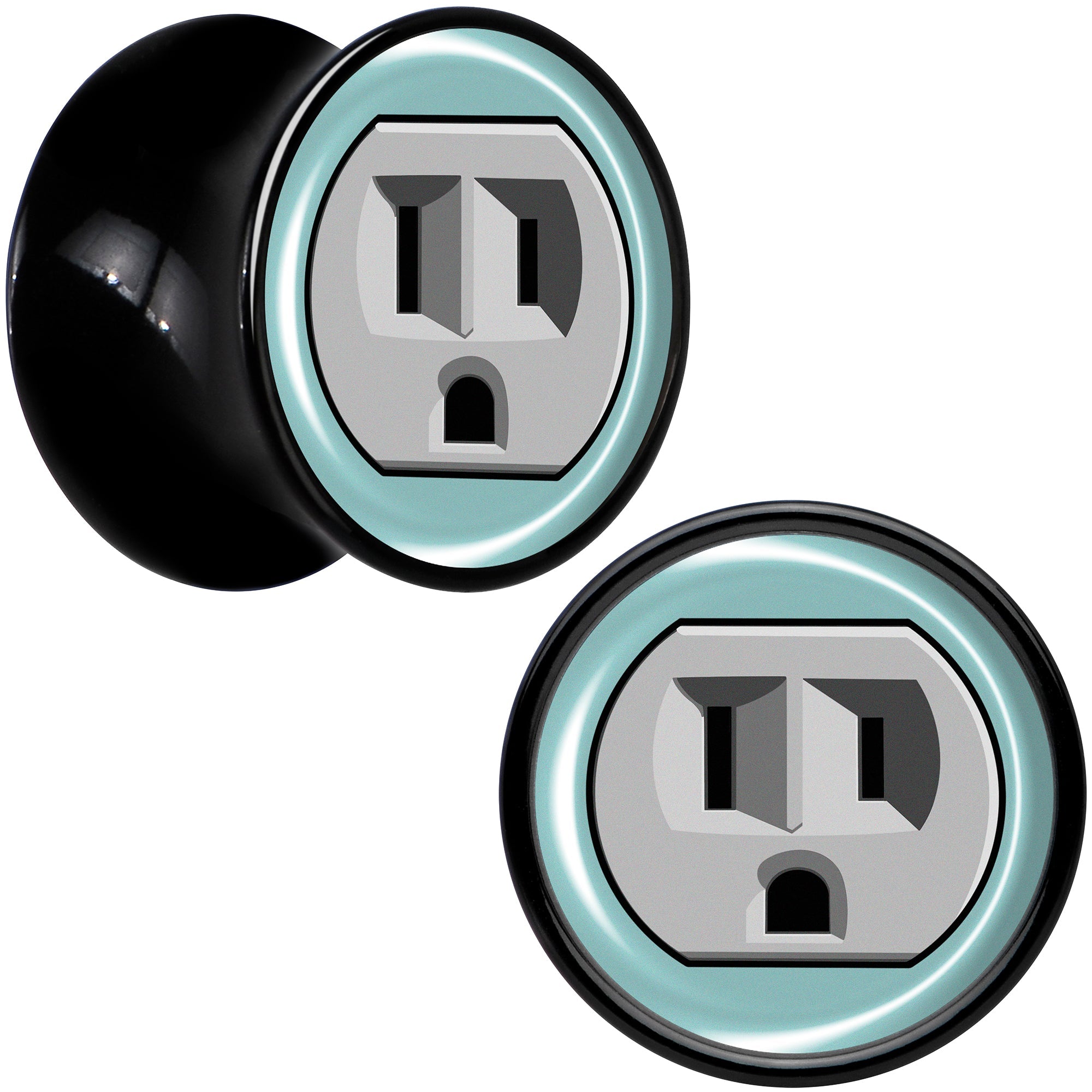 0G Frowning Plug OutletBlack Acrylic Saddle Plug Set by Onyx O