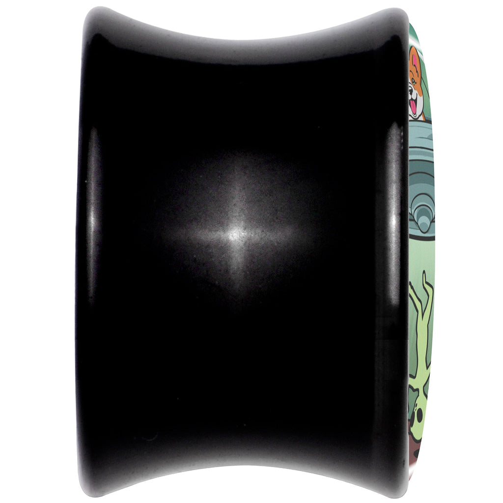 0G Reverse Alien UFO Abduction Black Acrylic Saddle Plug Set by Onyx O