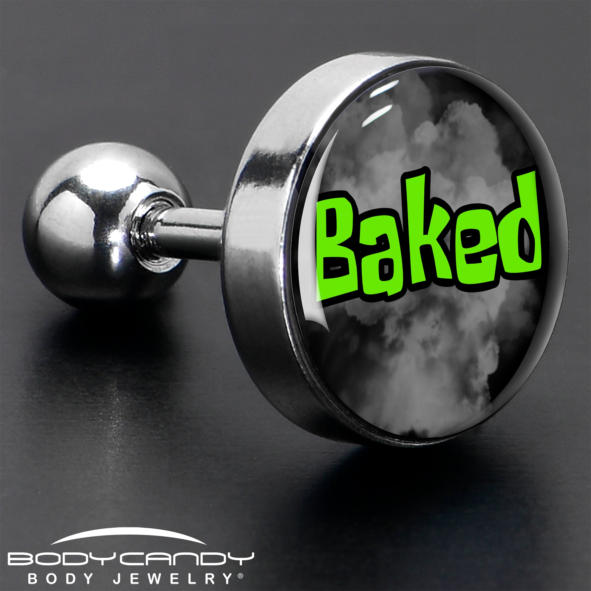 16G 1/4 Logo Baked Stoner Tragus Cartilage Earring by Onyx O