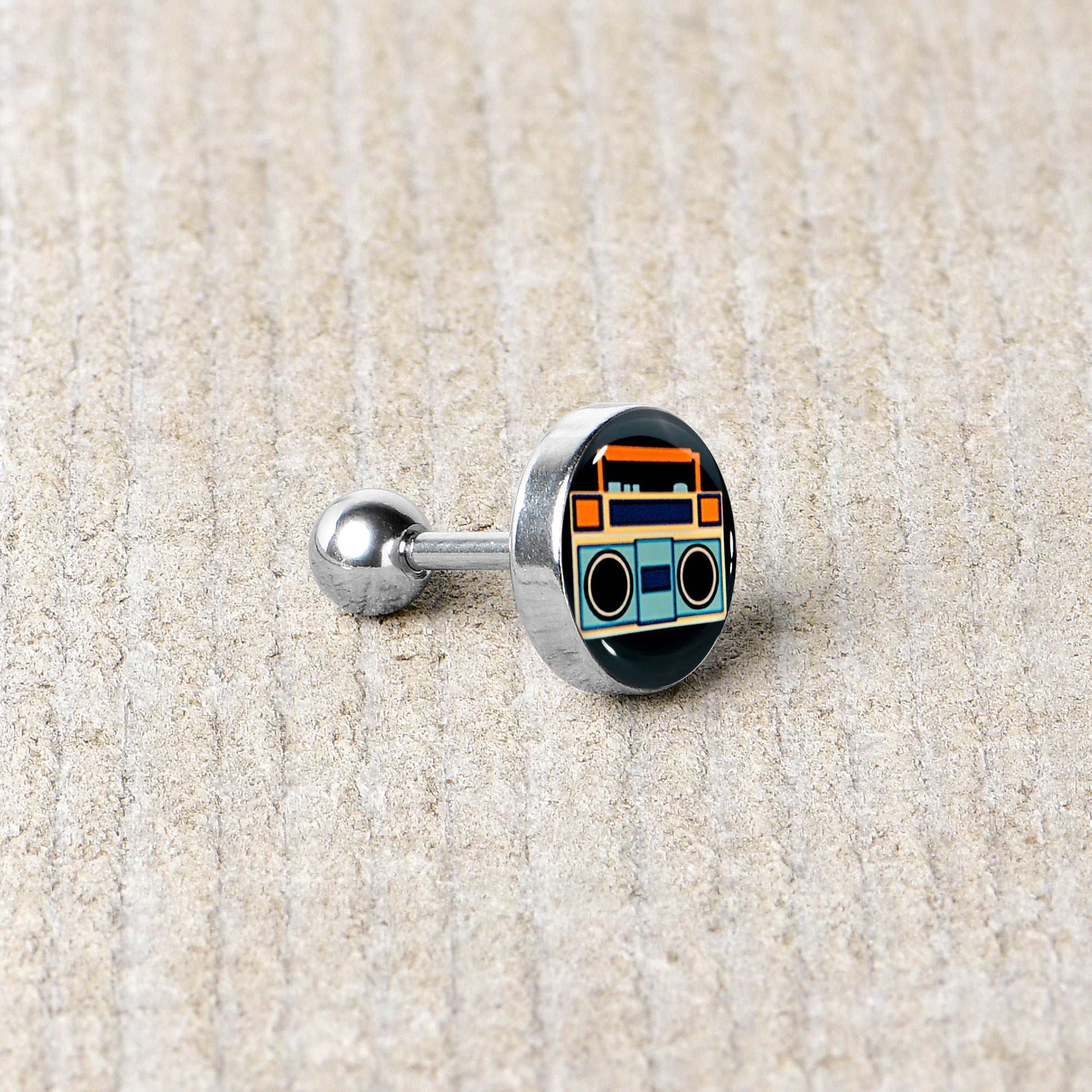 16G 1/4 Retro Boombox Cartilage Tragus Earring by Onyx O