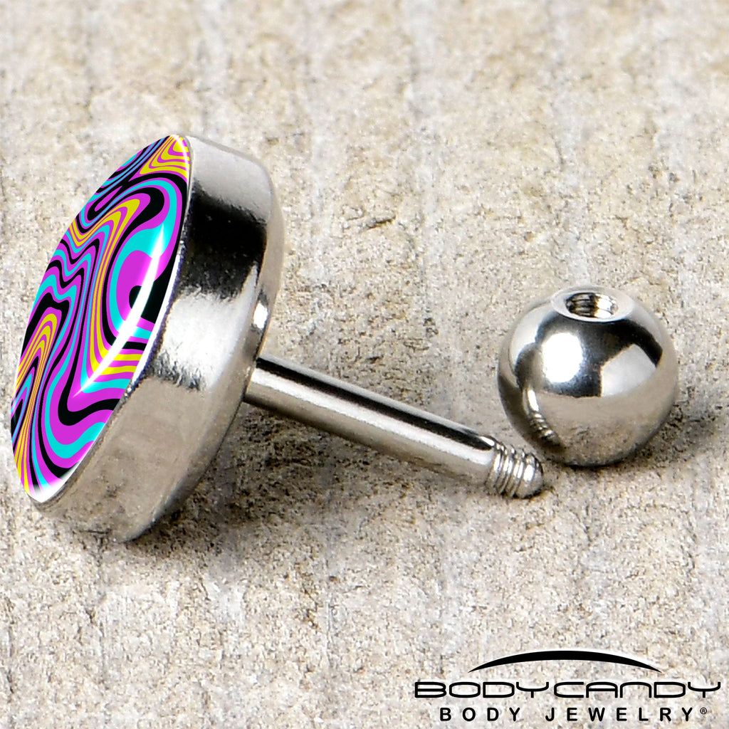 16G 1/4 Funky Swirls Cartilage Tragus Earring by Onyx O