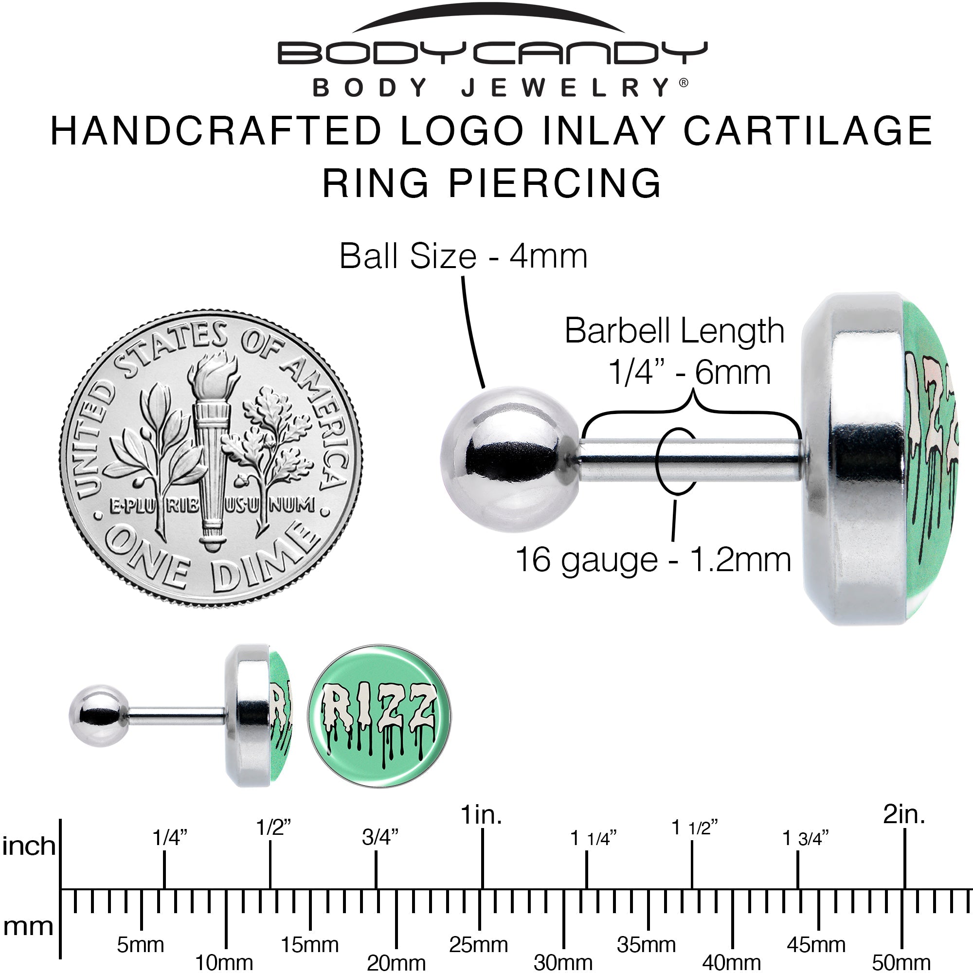 RIZZ Tragus Cartilage Earring by Onyx O