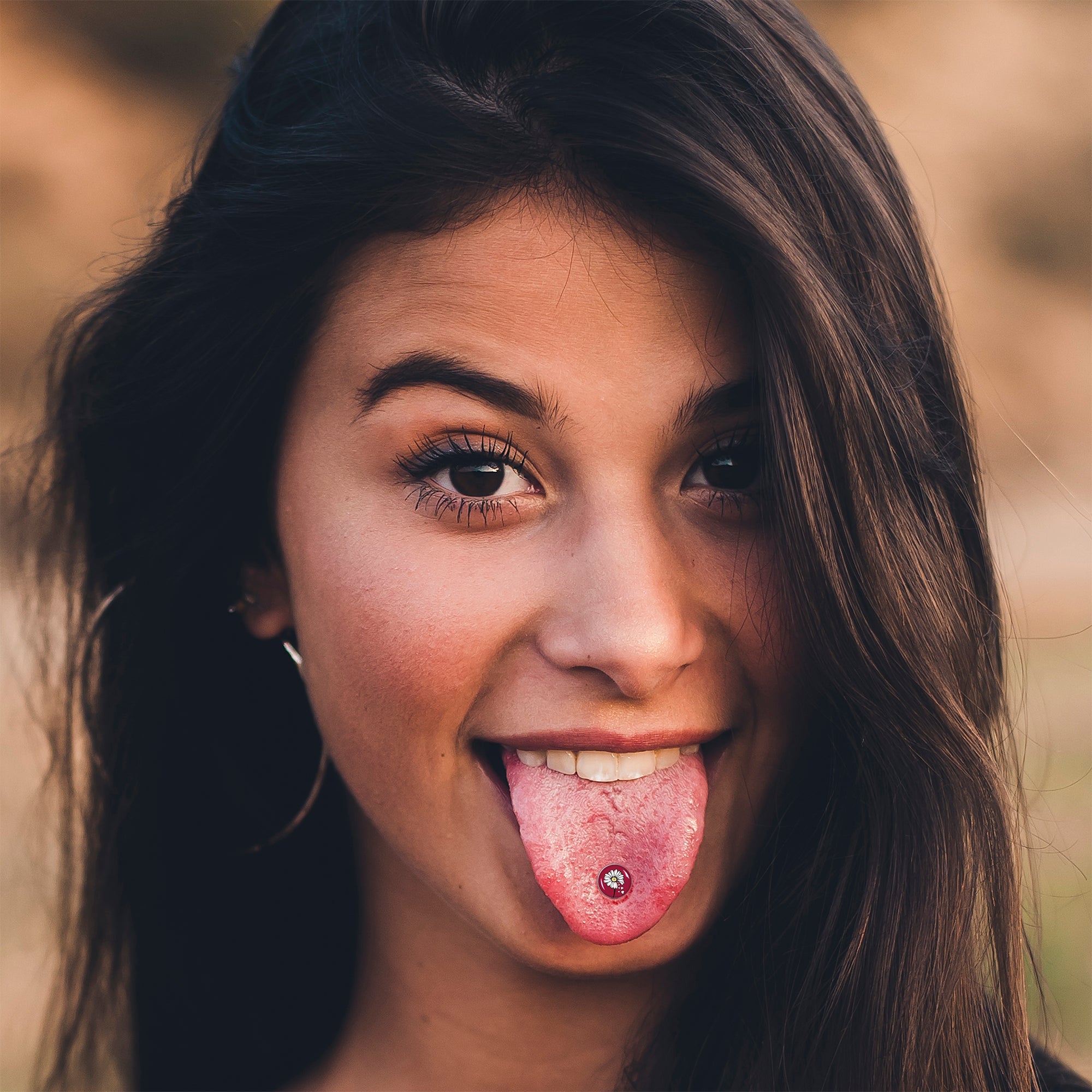 Love Me Not Flower Barbell Tongue Ring by Onyx O