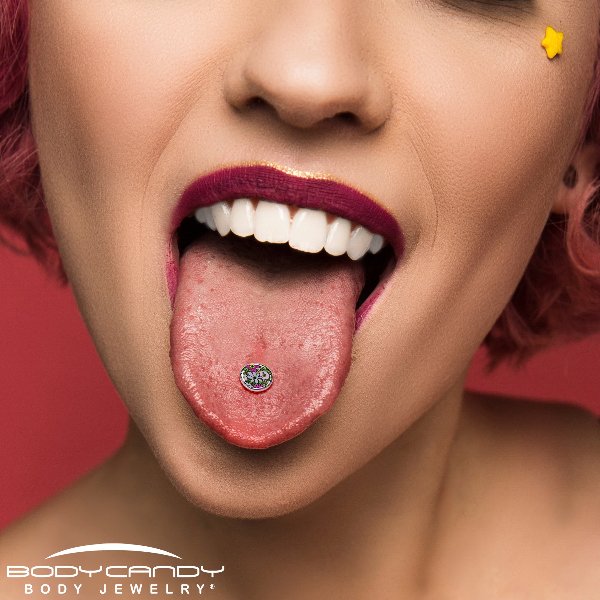 Blossom Creation Paradise of Pink Flowers Barbell Tongue Ring by Onyx O