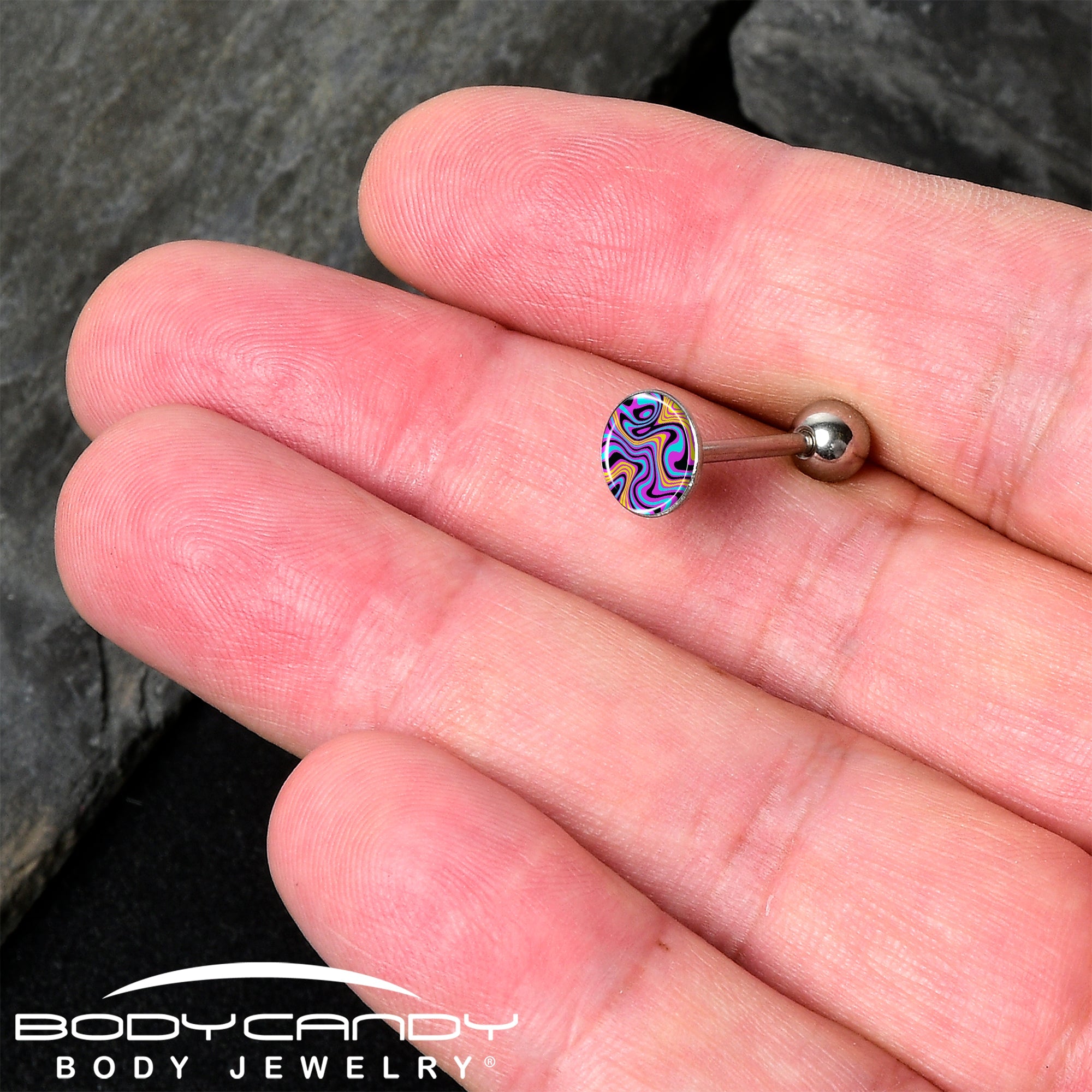 Funky Swirls Barbell Tongue Ring by Onyx O