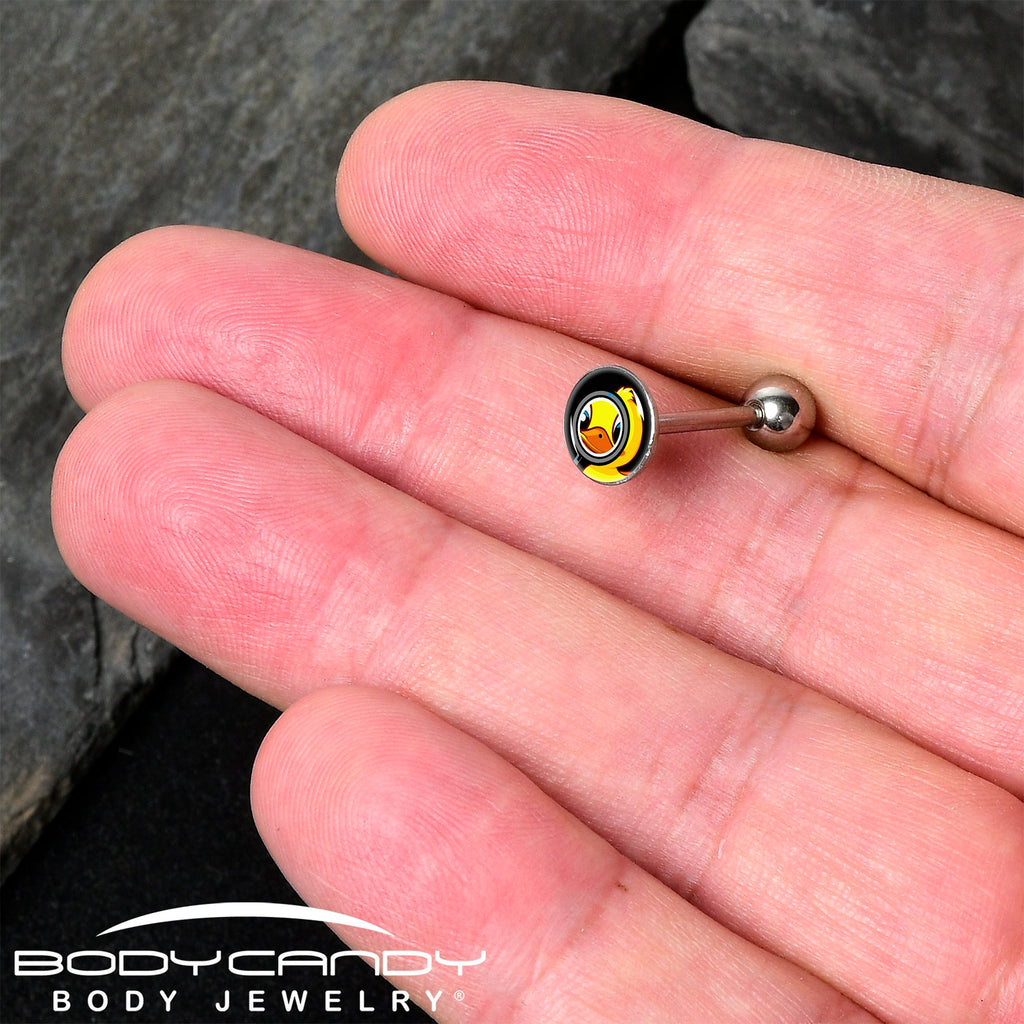 Magnified Yellow Duck Barbell Tongue Ring by Onyx O