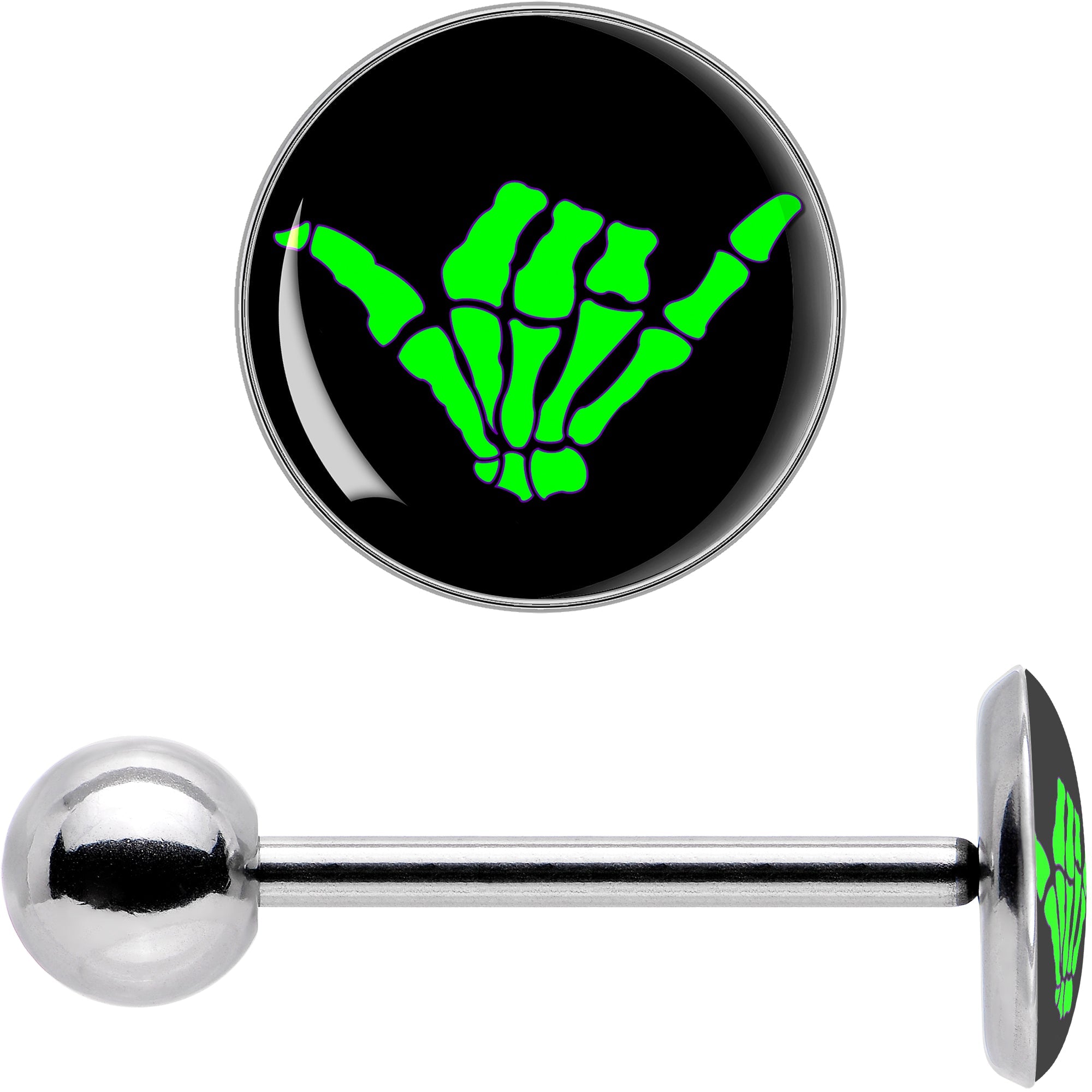 Shaka Hand Barbell Tongue Ring by Onyx O