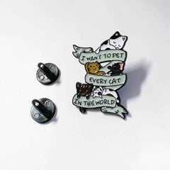I Want to Pet Every Cat Pin – Cute Enamel Pin for Cat Lovers