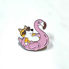 Corgi Flamingo Floatie Pin – Summer Enamel Gift for Dog Lovers