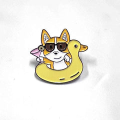 Corgi Floaty Enamel Pin – Fun Summer Accessory for Dog Fans