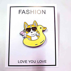 Corgi Floaty Enamel Pin – Fun Summer Accessory for Dog Fans