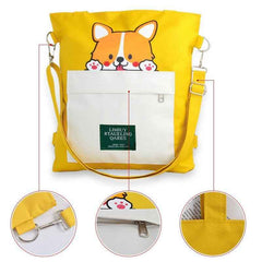 Cute Shiba Inu Tote Bag – Canvas Crossbody Bag for Dog Lovers