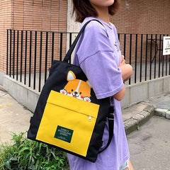 Cute Shiba Inu Tote Bag – Canvas Crossbody Bag for Dog Lovers