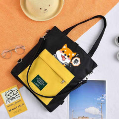 Cute Shiba Inu Tote Bag – Canvas Crossbody Bag for Dog Lovers