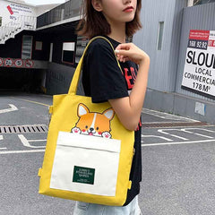 Cute Shiba Inu Tote Bag – Canvas Crossbody Bag for Dog Lovers