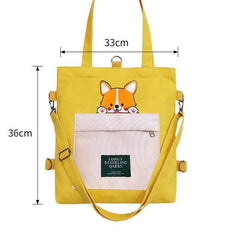 Cute Shiba Inu Tote Bag – Canvas Crossbody Bag for Dog Lovers