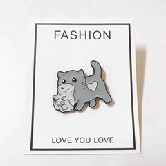 Mama Cat Carrying Kitten Enamel Pin – Cute Cat Lover Gift