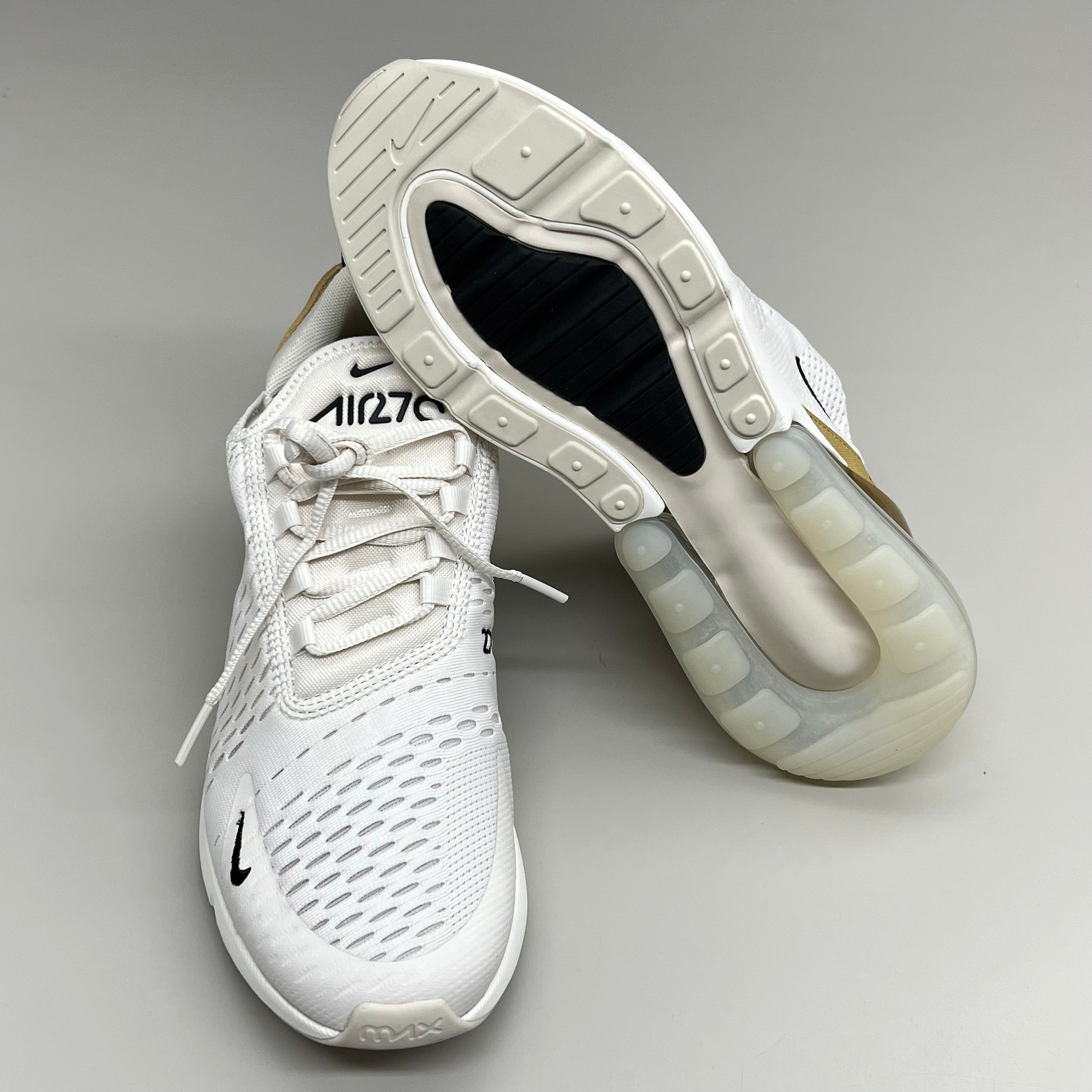 NIKE W Air Max 270 Foam Insole Mesh Shoes Women's Sz 7 White Gold DZ77736 001
