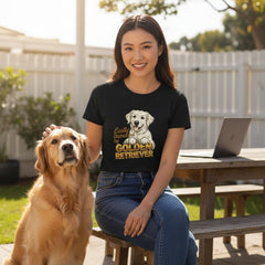 Easily Distracted By Golden Retriever Women Graphic T-Shirt Cotton Pet Lover Casual Top