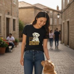 Easily Distracted By Golden Retriever Women Graphic T-Shirt Cotton Pet Lover Casual Top