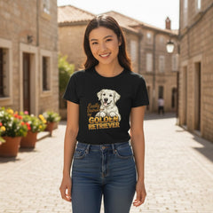 Easily Distracted By Golden Retriever Women Graphic T-Shirt Cotton Pet Lover Casual Top