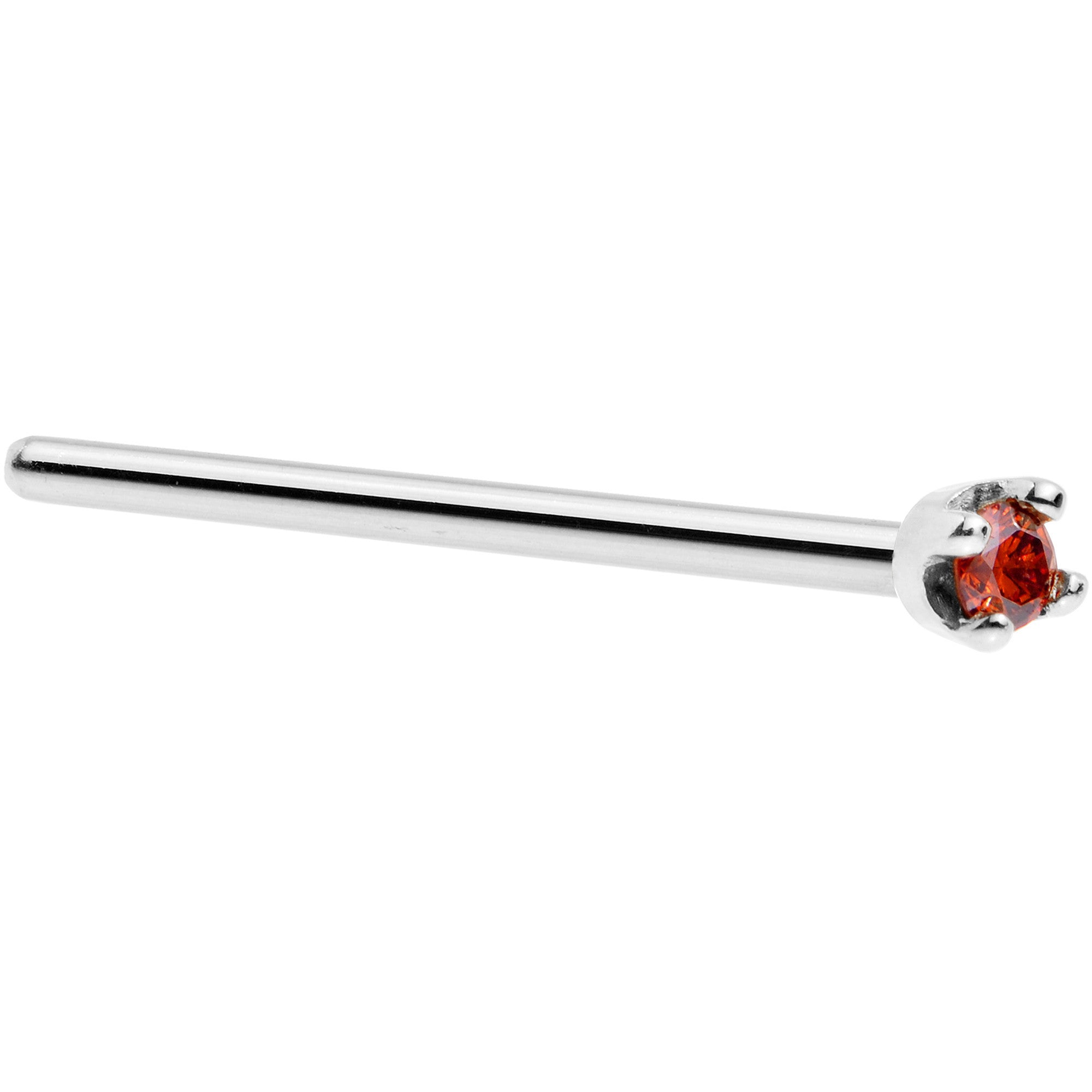14k White Gold 2mm Lab Grown Red Diamond Nose Ring
