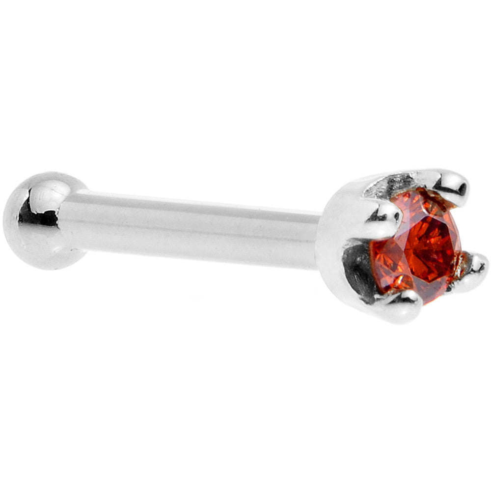 Solid 18K White Gold 1.5mm Genuine Red Diamond Nose Ring