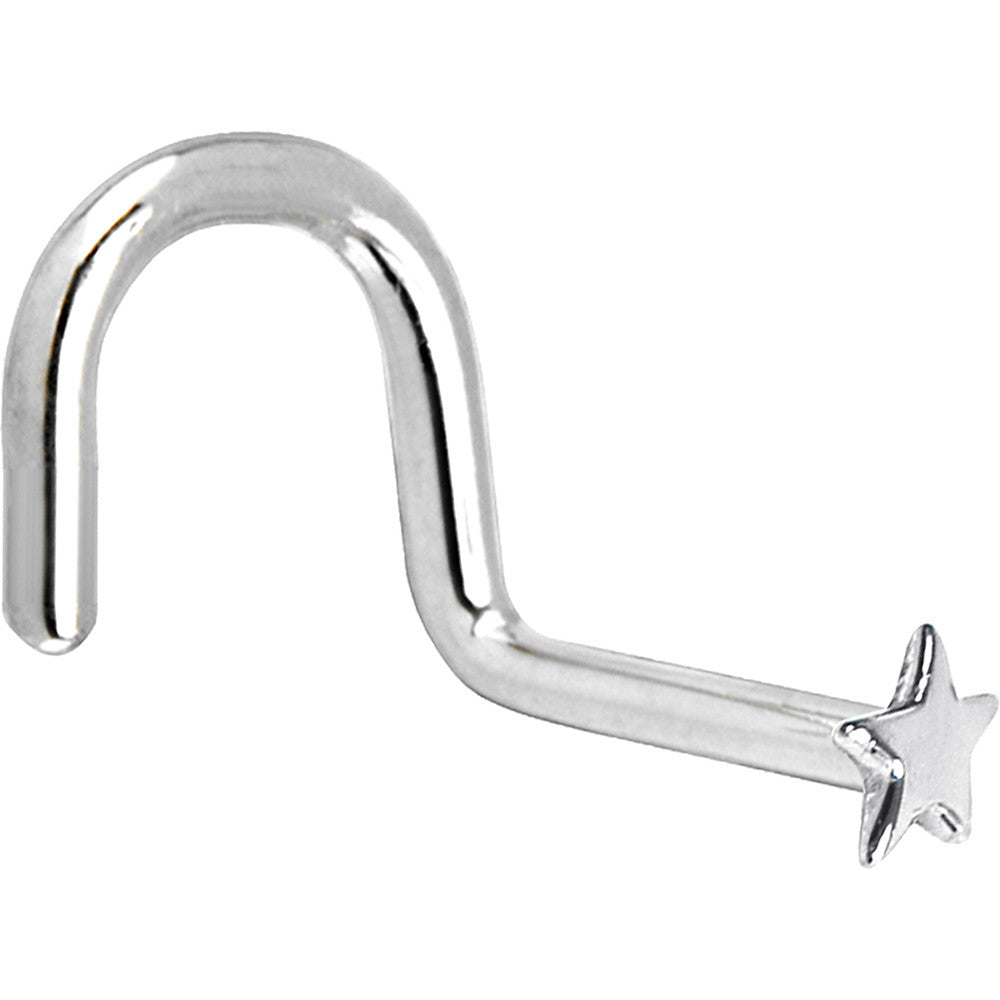 Solid 14K White Gold Star Nose Ring