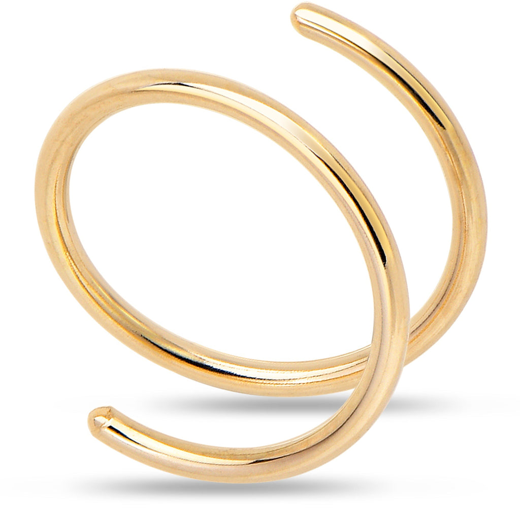 Double Hoop Nose 14k Yellow Gold Filled Spiral Nose Ring 20G 8mm Left