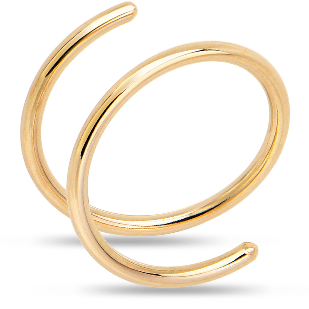 Double Hoop Nose 14k Yellow Gold Filled Spiral Nose Ring 20G 8mm Right