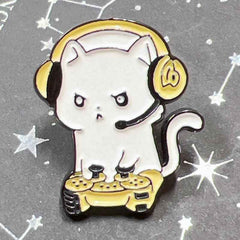 Gamer Cat Enamel Pin for Jackets, Bags, and Cat Lovers