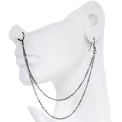 Handcrafted Pirate Booty Black Plated Ear to Nose Chain 20G 5/16