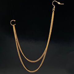 Handcrafted Pirate Booty Gold Plated Ear to Nose Chain 20G 5/16
