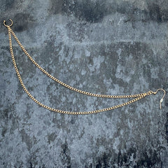 Handcrafted Pirate Booty Gold Plated Ear to Nose Chain 20G 5/16