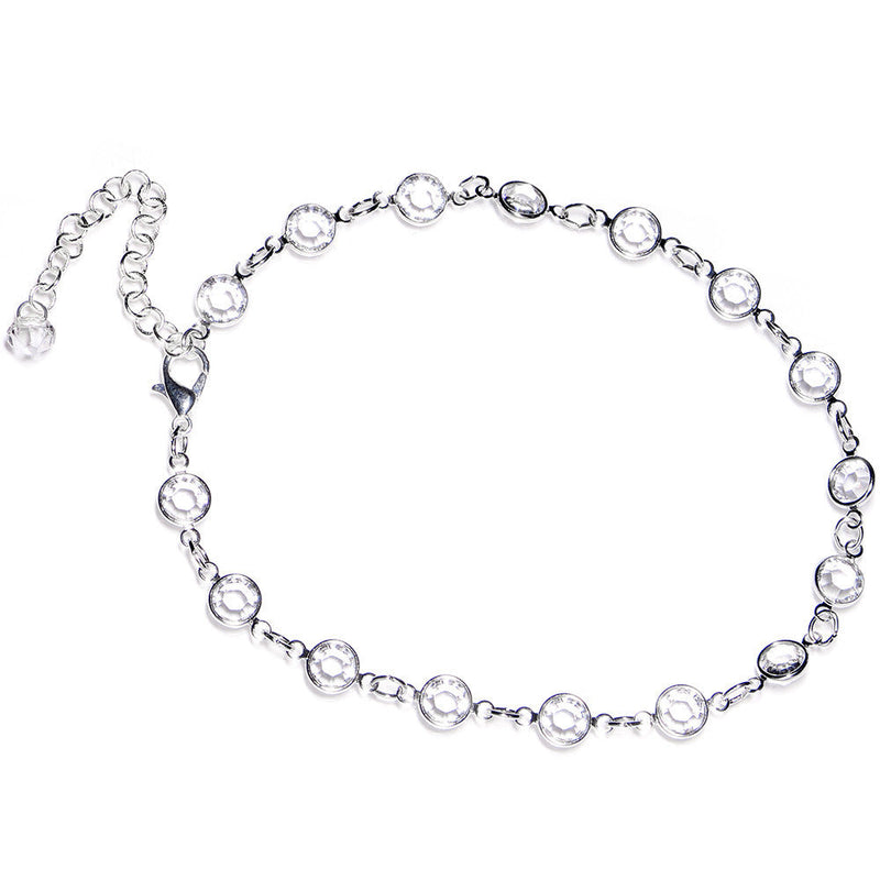 Handmade Clear Gem Ankle Bracelet Created with Crystals
