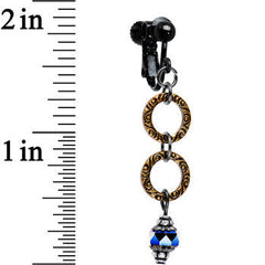 Handmade Tribal Rings Clip On Earrings Created with Crystals