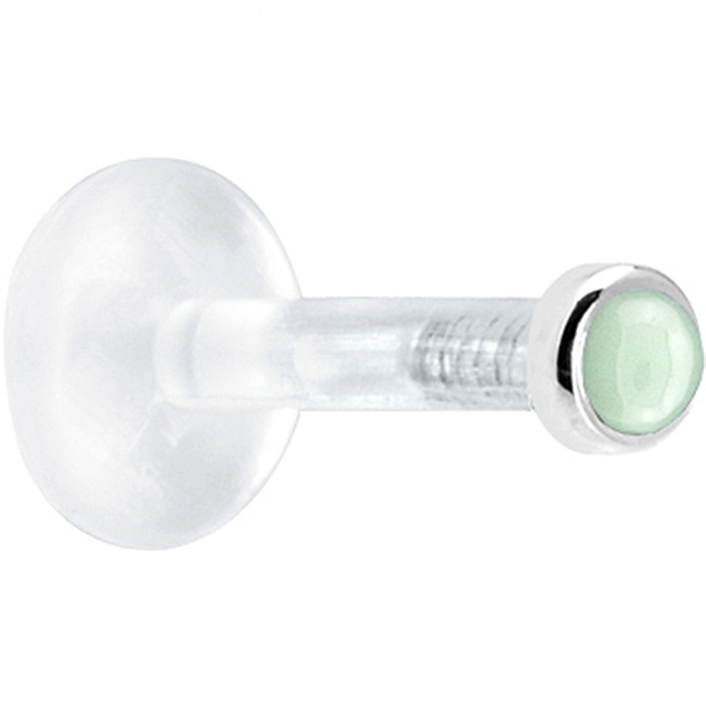 Solid 14K White Gold 2mm Genuine Aventurine Quartz Bioplast Push in Monroe
