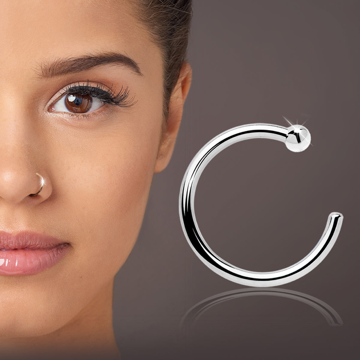 20G 5/16 Solid 18K White Gold Nose Hoop