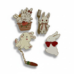 Kawaii Bunny Enamel Pin Set of 4 – Hard Enamel Lapel Pins