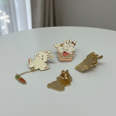 Kawaii Bunny Enamel Pin Set of 4 – Hard Enamel Lapel Pins
