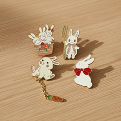 Kawaii Bunny Enamel Pin Set of 4 – Hard Enamel Lapel Pins