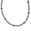 Black Plated Downton Abbey Wide Link Flower Opera Necklace