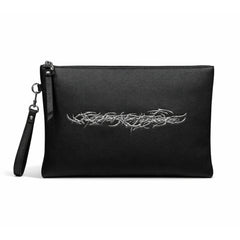 "TRIBAMETAL" LEATHER POUCH