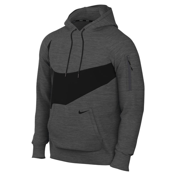 Nike Therma-FIT Mens Pullover Fitness Hoodie (Small Charcoal Heather/Dark Smoke)