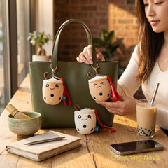 Boba Keychains 3 Pack Cute Fabric Bag Charm Set