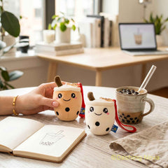 Boba Keychains 3 Pack Cute Fabric Bag Charm Set