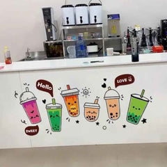 Boba Store Wall Decoration – Vibrant and Easy to Install