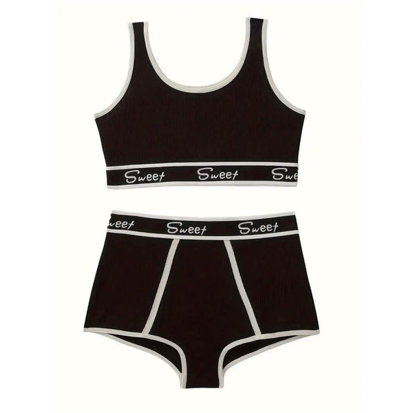 Breathable Solid Sports Push Up Bra and Panties Lingerie Set