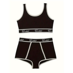 Breathable Solid Sports Push Up Bra and Panties Lingerie Set